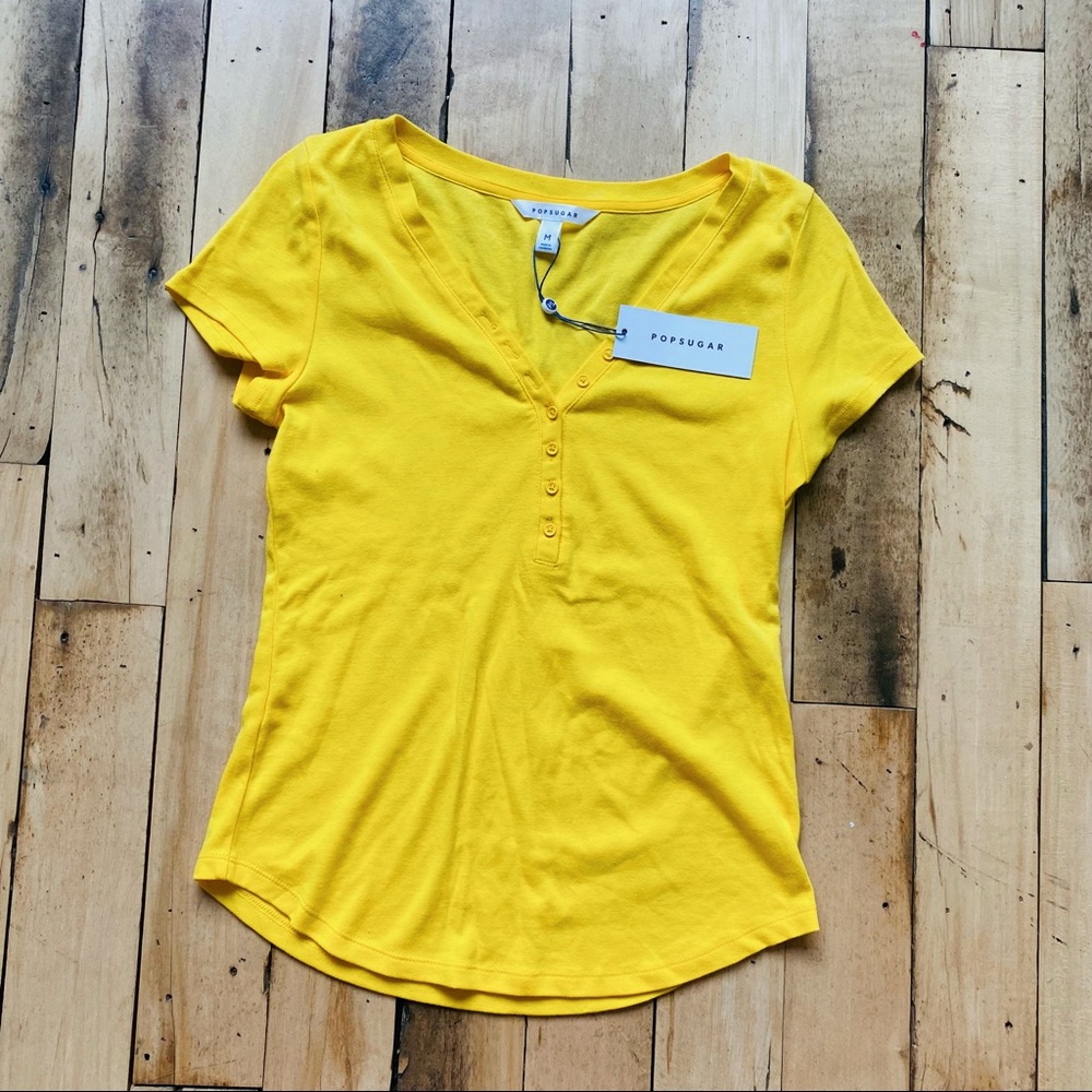 POPSUGAR Yellow Basic Short Sleeve Tee